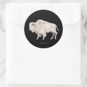 Witte Buffel op Solid Black Ronde Sticker (Tas)