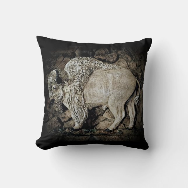 "Witte Buffel" originele kunst Kussen (Voorkant)