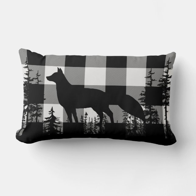 Witte Buffel Plaid Woodland Pine Forest Fox Kussen (Voorkant)