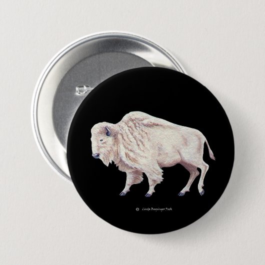 Witte buffel ronde button 7,6 cm (Voorkant /achterkant)