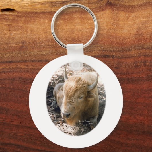 Witte buffel sleutelhanger (Voorkant)