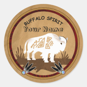 Witte buffels ronde sticker