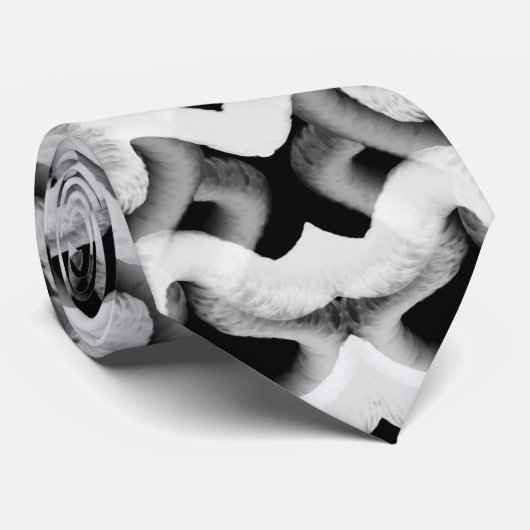Witte buisleidingen op zwart stropdas (Opgerold)
