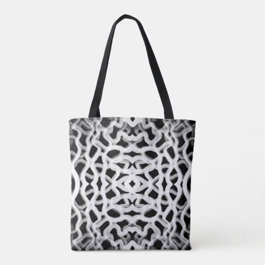 Witte buisleidingen op zwart tote bag (Achterkant)