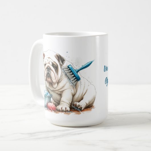 Witte Bulldog Bath Kerst Koffie Mok Cup (Voorkant links)
