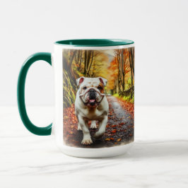 Witte Bulldog Herfst in Liefde Kerst Mok Cup