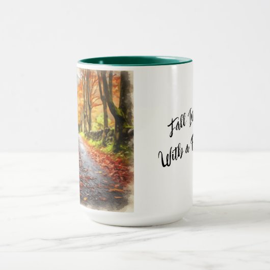 Witte Bulldog Herfst in Liefde Kerst Mok Cup (Midden)