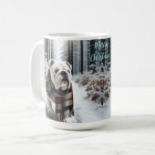 Witte Bulldog Kerst Koffie Mok Cup (Voorkant links)