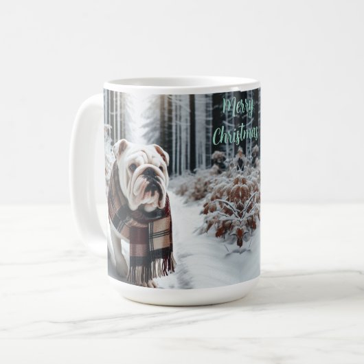 Witte Bulldog Kerst Koffie Mok Cup (Voorkant links)