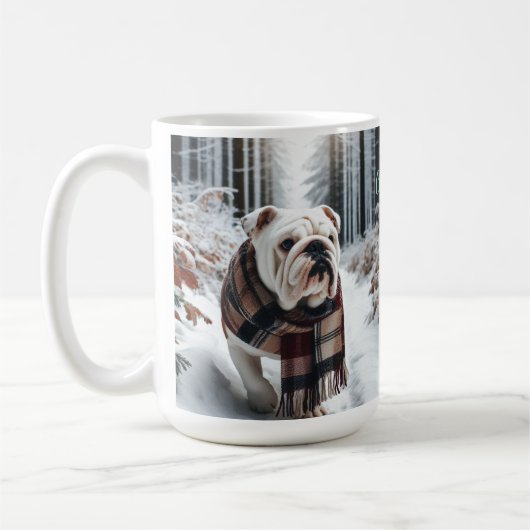 Witte Bulldog Kerst Koffie Mok Cup (Links)
