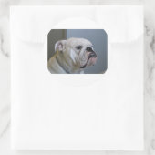 witte Bulldog.png Ronde Sticker (Tas)