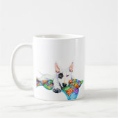 Witte Bullterrier op Patchwork Deken - Kunst Koffiemok (Links)