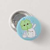 Witte bundel met kawaii-klaver ronde button 3,2 cm (Voorkant /achterkant)
