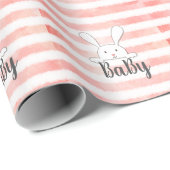 Witte Bunny Baby roze Waterverf Cadeaupapier (Rol Hoek)