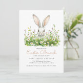 Witte Bunny en Bloemen Pasen Brunch Egg Hunt Kaart (Staand voorkant)