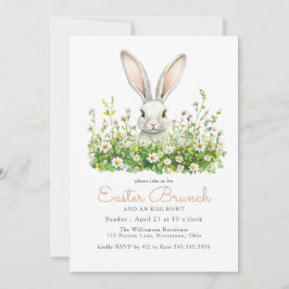 Witte Bunny en Bloemen Pasen Brunch Egg Hunt Kaart