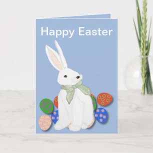 Witte Bunny en Eieren Feestdagen Kaart