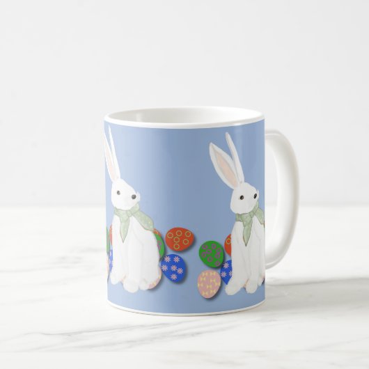 Witte Bunny en Eieren Koffiemok (Voorkant rechts)