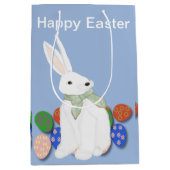 Witte Bunny en Eieren Medium Cadeauzakje (Voorkant)