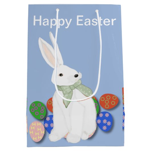 Witte Bunny en Eieren Medium Cadeauzakje (Achterkant)