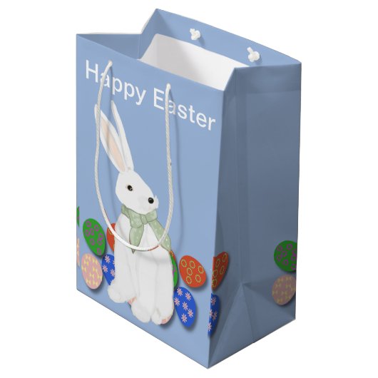 Witte Bunny en Eieren Medium Cadeauzakje (Achterkant Gekanteld)