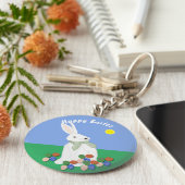 Witte Bunny en Eieren Sleutelhanger (Zijkant)