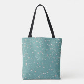 Witte Bunny & Flowers | Aangepaste naam Tote Bag (Achterkant)