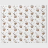 Witte Bunny Hearts in een Basket Baby shower Cadeaupapier (Vlak)