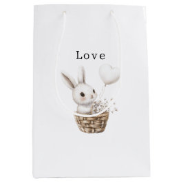 Witte Bunny Hearts in een Basket Baby shower Medium Cadeauzakje