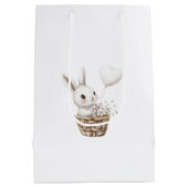 Witte Bunny Hearts in een Basket Baby shower Medium Cadeauzakje (Achterkant)