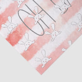 Witte Bunny Oh Baby Roze Waterverf Streep Tissuepapier (Detail)