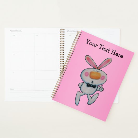 Witte Bunny Oranje Neus Rosy wangen Levendig Roze Planner (Display)