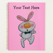 Witte Bunny Oranje Neus Rosy wangen Levendig Roze Planner (Voorkant)