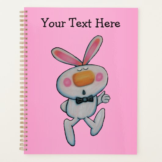 Witte Bunny Oranje Neus Rosy wangen Levendig Roze Planner (Voorkant)