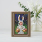  Witte Bunny Suit Paas Briefkaart (Staand voorkant)