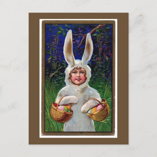  Witte Bunny Suit Paas Briefkaart (Voorkant)