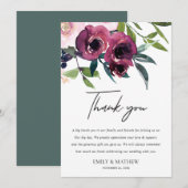 WITTE BURGUNDY FLORA BUNCH WEDING DANK U KAART (Voorkant / Achterkant)