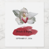 Witte Burgundy Orchidee Huwelijk Wijn Etiket (Enkel label)