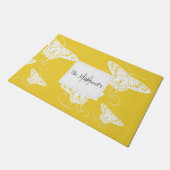 Witte Butterflies Bright Gele Achtergrond Deurmat (Schuin)