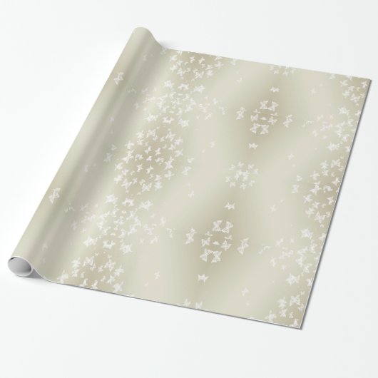 Witte Butterflies Cadeaupapier (Uitgerold)