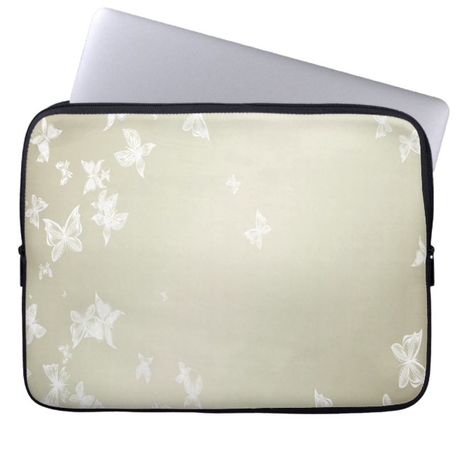 Witte Butterflies Laptop Sleeve (Voorkant)