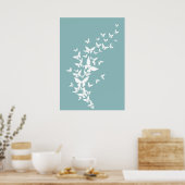 Witte Butterflies op Turquoise Poster (Keuken)