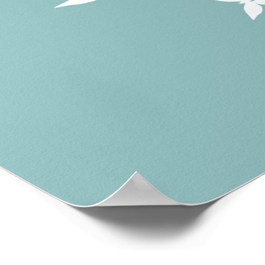 Witte Butterflies op Turquoise Poster (Hoek)