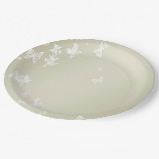 Witte Butterflies Papieren Bordje (Gekanteld)