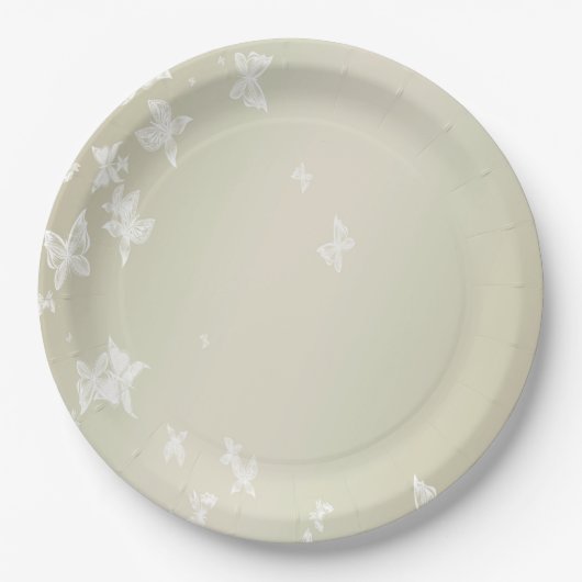 Witte Butterflies Papieren Bordje (Voorkant)