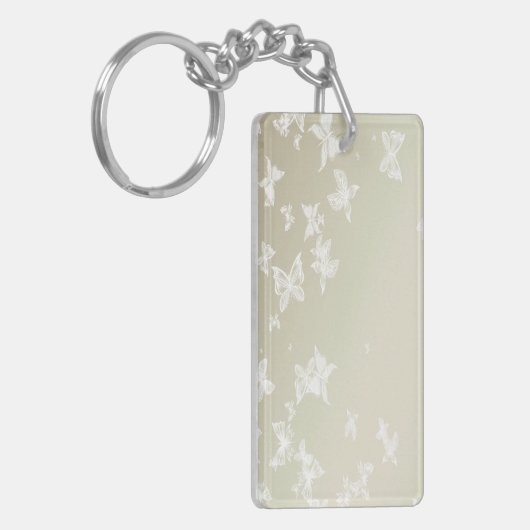 Witte Butterflies Sleutelhanger (Voorkant Links)
