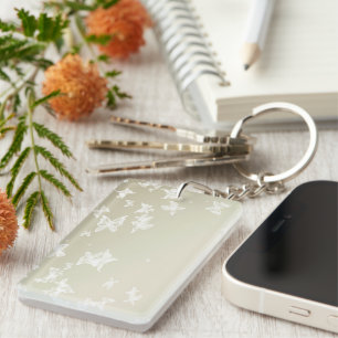 Witte Butterflies Sleutelhanger