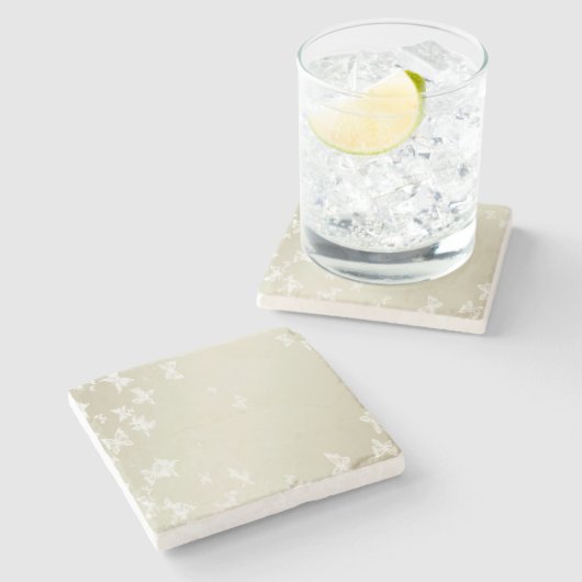 Witte Butterflies Stenen Onderzetter (Zijkant)