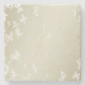 Witte Butterflies Stenen Onderzetter (Voorkant)