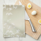 Witte Butterflies Theedoek (Quarter Fold)